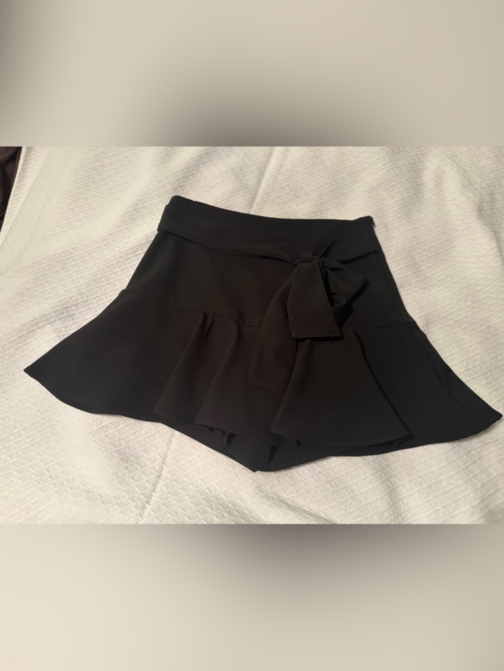 Zara Black Ruffle Tie-Front Mini Skort